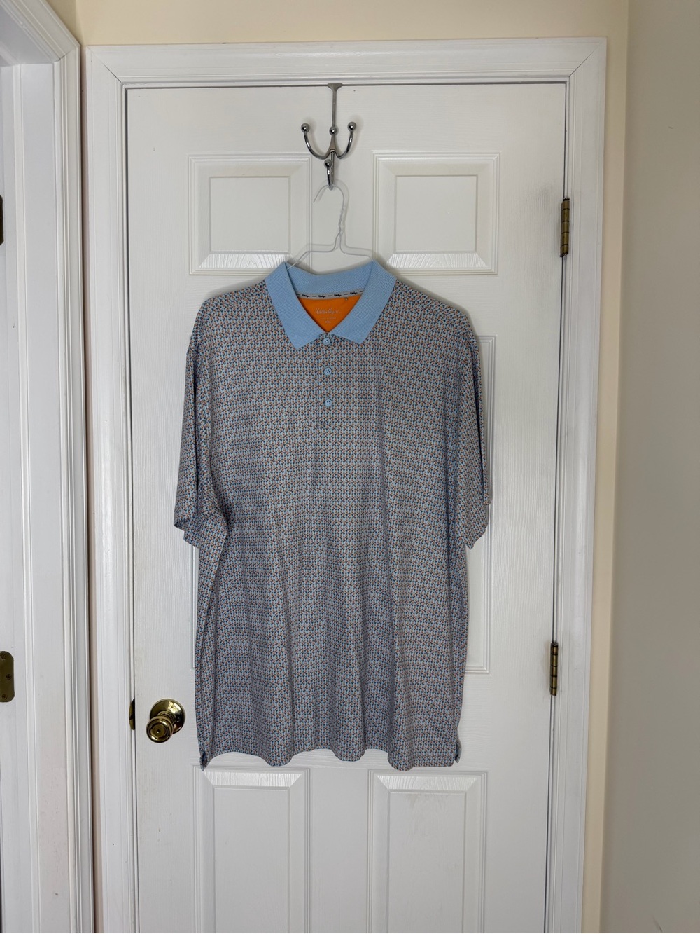Walter Hagen Light Blue Patterned Polo with Sky Collar